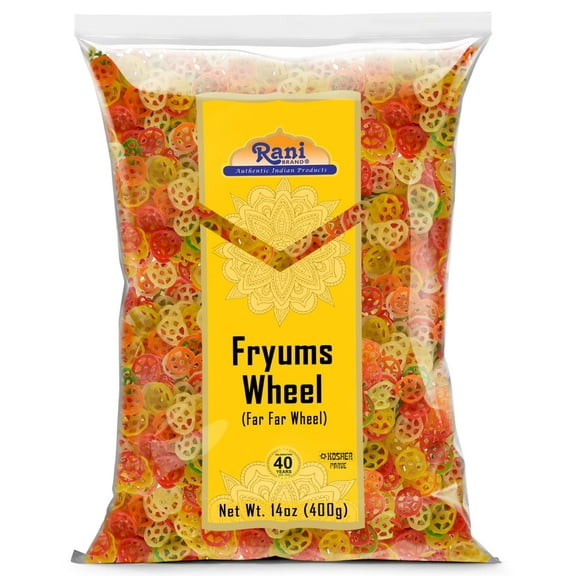 Rani Far Far / Fryums (Wheat & Tapioca Pellet) Wheel Shape 14oz (400g) ~ Vegan, Kosher, Uncooked, Used to Make Papad, Bhungra / Chip Snack
