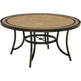Hanover Monaco 7Piece Outdoor Aluminum Patio Dining Set, 6 Chairs, 60" Round Tile Table, Bronze