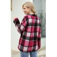 thumbnail image 3 of ONLYSHE Women Shacket Jacket Blouse with Pockets Flannel Plaid Top Shirt Coat Lapel Long Sleeve Tartan Outerwear, 3 of 5