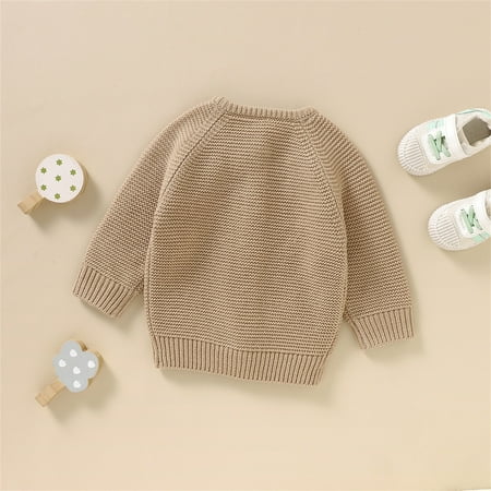 

kpoplk Kids Christmas Sweater Girls Baby Girl Boy Knit Cardigan Sweater Warm Pullover Tops Toddler Christmas Sweater For Kids(Coffee)