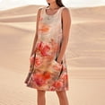 thumbnail image 3 of Vestido de Lino de Algodón de Color Sólido Vestido de Ajuste Suelto sin Mangas con Bolsillos, Ropa de Verano de Lino de Algodón para la Playa Y el Hogar, 3 of 5