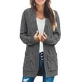 thumbnail image 2 of VISALY Long Cardigans Cute Cardigans Women's Cable Knit Cardigan Sweaters Open Front Long Sleeve Keep Warm Casual Solid Color Fashion Winter Outwear Cute Cardigans Casual Cardigan Grey Xl, 2 of 8