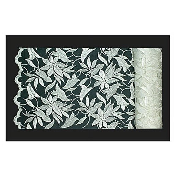 Altotux 49.5" Floral Embroidered Organza Fabric Blue Pink Lavender Ivory White Clothe Sewing Notions Bridal Wedding Gown Evening (Ivory)