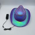 thumbnail image 3 of EL Wire Light Up Cowboy Hat Disco Cowgirl Hat Holographic Space for Raves, Dance Party By PartyGlowz, 3 of 7