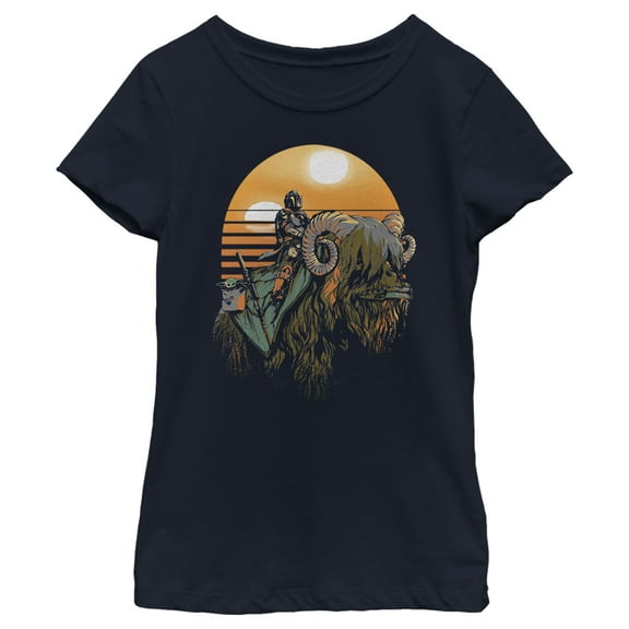 Girl's Star Wars: The Mandalorian Bantha Riders  Graphic Tee Navy Blue Large