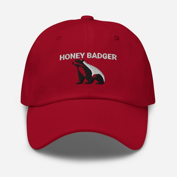 Honey Badger Hat Honey Badger Embroidered Hat Honey Badger Cap Honey Badger Gifts Honey Badger Dad Hat Animal Lover Hat, Honey Badger Embroidery Hat (Cranberry)