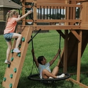 Backyard Discovery Sterling Point Cedar Wood Swing Set, Slide, Clubhouse, Wooden Bridge