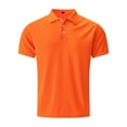 thumbnail image 3 of Mens Golf Polo Shirts Short Sleeve Stylish Solid Button Collared Pullover Tops Lightweight Business Work Slim Fit Tees Orange L, 3 of 5
