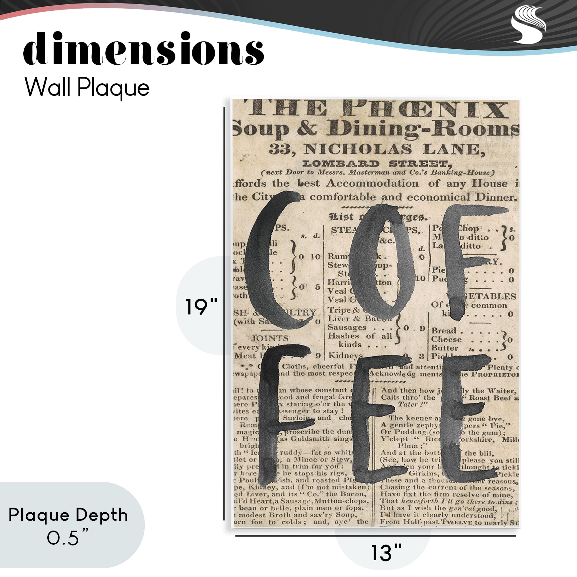 Stupell Industries Vintage Coffee Newspaper Wall Plaque Art, design by Lucille Price