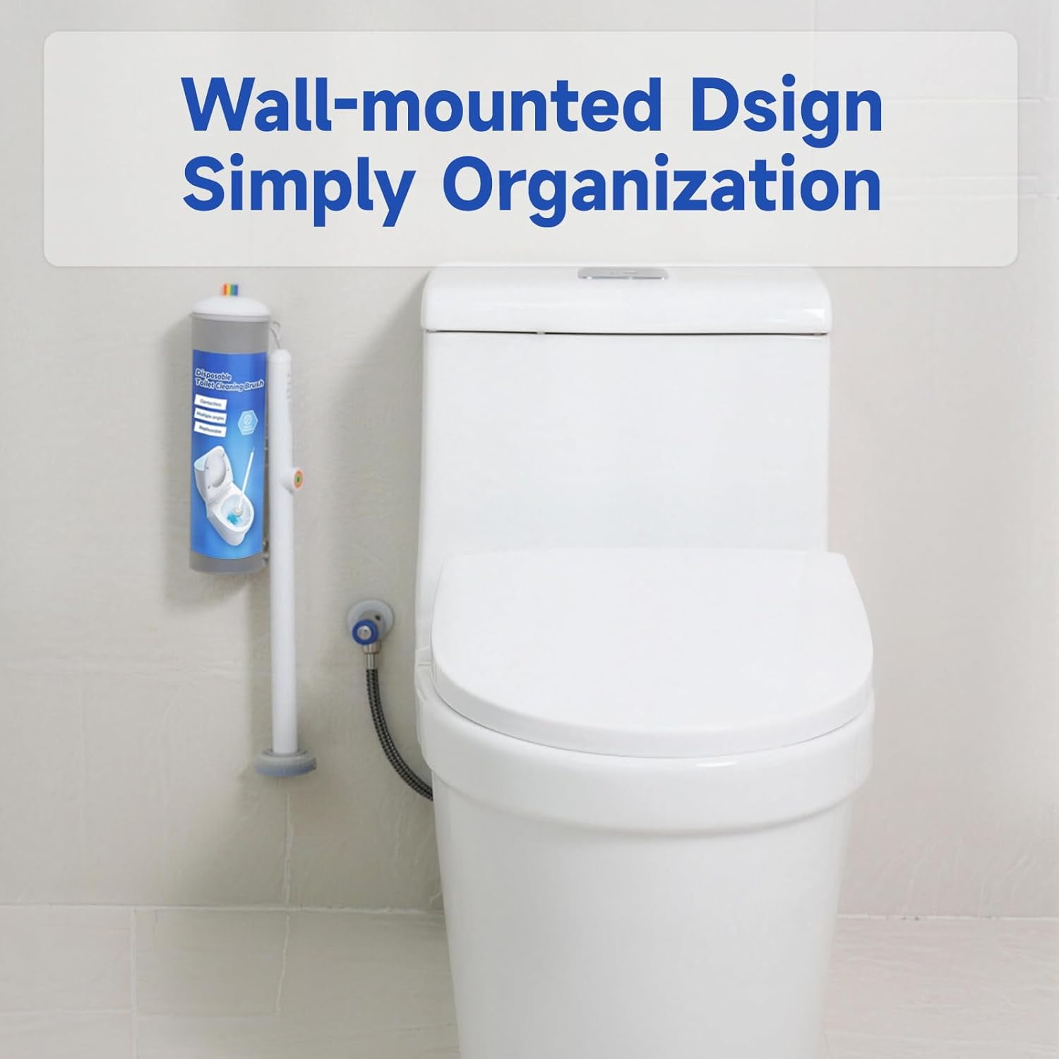Disposable Toilet Brush, All-in-One Toilet Cleaning System, Toilet Bowl Wand Kit with Scrubbing Pads Refills, Wall-Mounted, Compact, Multipurpose