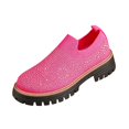 thumbnail image 2 of Women's Knit Rhinestone Platform Sneakers Breathable Mesh Round Toe Slip On Lug Sole Loafers Lightweight Walking Sport Casual Shoes, 2 of 6