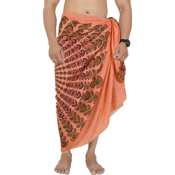 HAPPY BAY Men's Standard Casual Sarong Long Pareo Beach Wrap One Size Red-M402 Summer Vacation Party