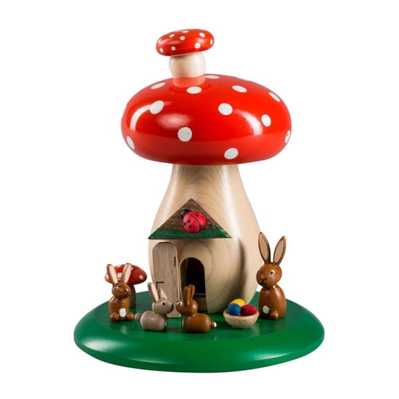 Alexander Taron 5" Richard Glaesser Bunny Family with Eggs on Mushroom Easter Smoker