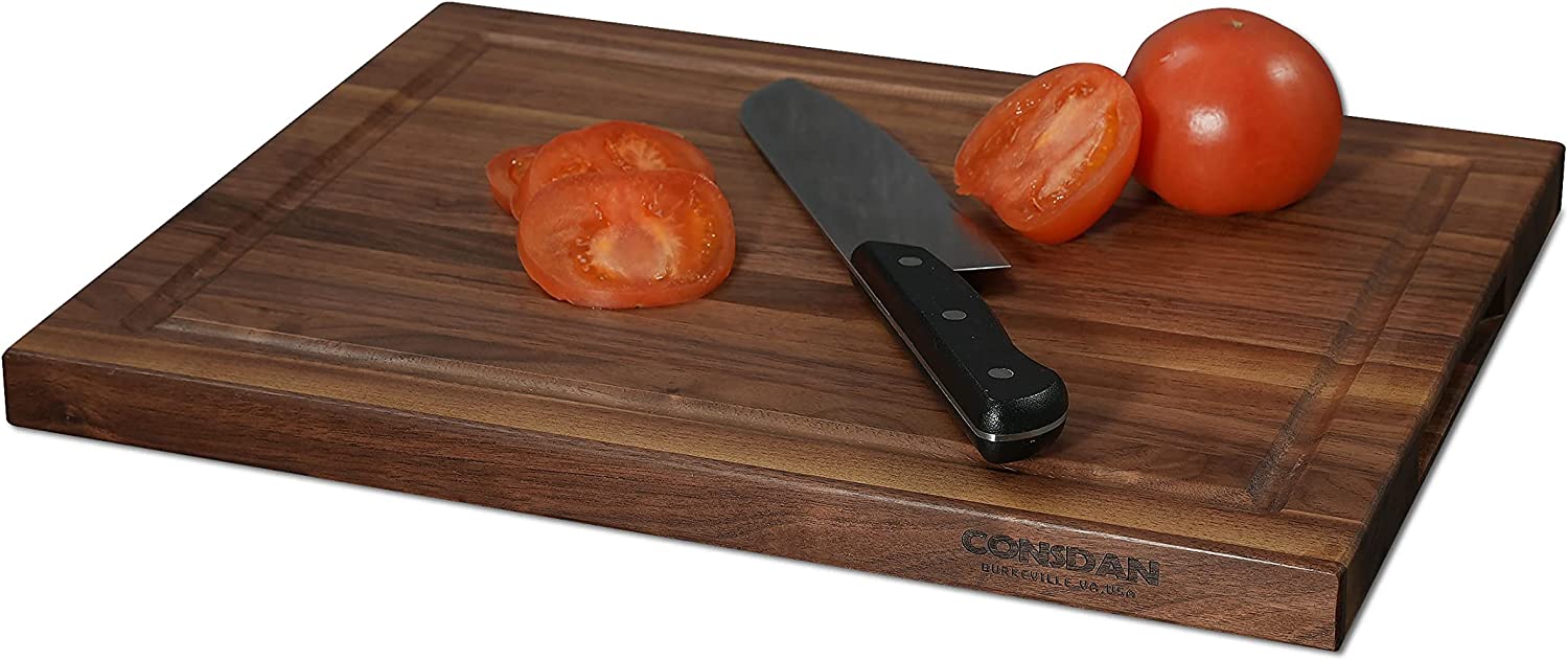 CONSDAN Black Walnut Butcher Block Cutting Board with Invisible Inner  Handles, USA Grown Hardwood, 1-1/2 Thick, 16 L x 12 W