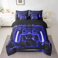 thumbnail image 3 of Feelyou Gaming Controller Kid Twin Bedding Sets 7-Piece, Futuristic Game Consloe Bedding Comforter Set, Honeycomb Abstract Blue Reversible Sheet Sets, Microfiber Bedroom Decor, 3 of 8