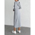 thumbnail image 3 of Women's Hooded Drawstring Long Sleeve Midi Dress 95% Polyester 5% Spandex Sheer Yet Opaque Stretch for Everyday, 3 of 4
