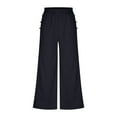 thumbnail image 4 of QUYUON Plus Size Pants for Women Clearance Casual Pants High Waist Solid Color Comfortable Button Decoration Palazzo Pants Women Dressy Full Length Pant Leg Dressy Style P2433 Black XXL, 4 of 5
