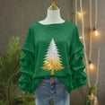 thumbnail image 5 of Wensltd Sweatshirt for Women Loose Fit Crew Neck Christmas Tree Print Black Long Sleeve Hoodless Blouse Holiday Red, 5 of 5