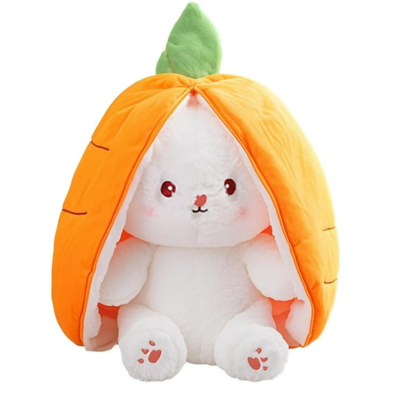 Reversible Bunny Stuffed Animal Rabbit Cuddle Stuffed Carrot Bunny Transformed Rabbit Plush with Zipper 7.08" Easter Bunny Plushies Gifts for Baby Boys Girls