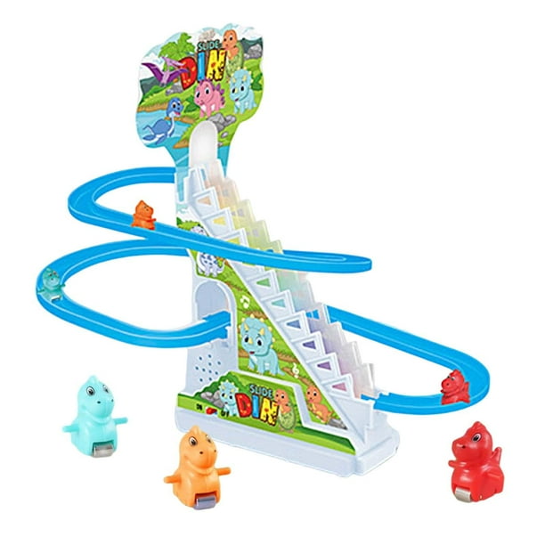 Juego de carreras de juguete Sunnimix para niños dinosaurio escaleras luces intermitentes