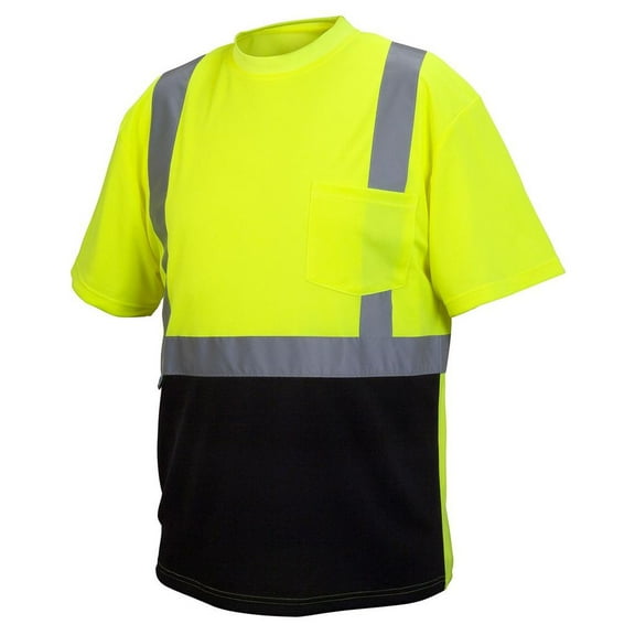 Pyramex Safety RTS2110BL T-Shirt Hi-Vis Lime - Black Bottom - Size Large