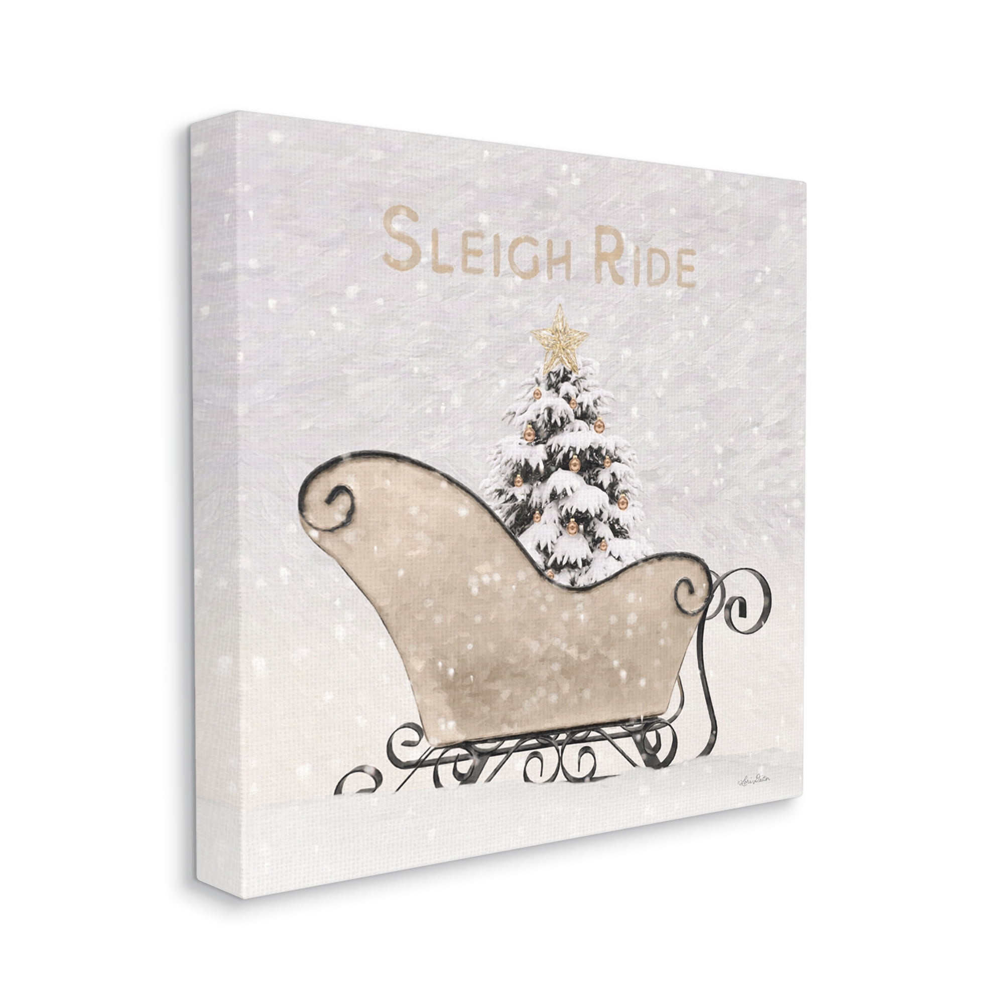 Stupell Industries Sleigh Ride Winter Scene Holiday Painting Gallery Wrapped Canvas Print Wall Art, 36 x 36