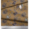 thumbnail image 2 of Soimoi Brown polyester Georgette Fabric Floral, & American Robin Bird Decor Fabric Printed BTY 42 Inch Wide, 2 of 3