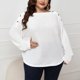 thumbnail image 2 of Blusa de manga larga de gran tamaño de color sólido con hombros descubiertos y moda sexy informal para mujer Pompotops FGAJ20047, 2 of 9