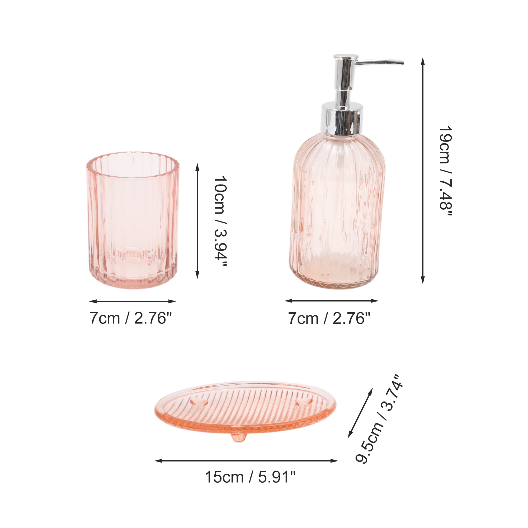 Unique Bargains Bathroom Accessories Kit 3Pcs Pink