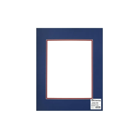 PA Framing Mat Double 16"x 20"/11"x 14" Cream Core Bottle Blue/Deep Red