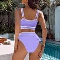 thumbnail image 4 of VBTAPA Women's High Waisted Bikini Sets Summer Athletic Beach Two Piece Swimsuits Color Block High Cut Bathing Suits Purple XL, 4 of 7