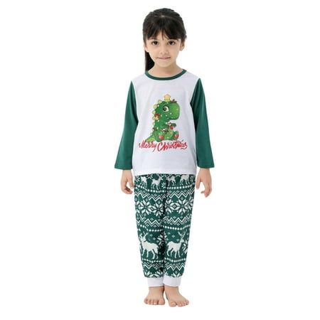 

Ehfomius Cartoon Dinosaur Family Pajamas Matching Set Christmas Snowflake Print Ugly Pjs Sleepwear for Mommy Daddy Kid