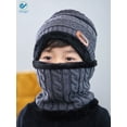 thumbnail image 5 of Deago Kids Winter Hat and Scarf Set Warm Knit Beanie Cap and Circle Scarf with Fleece Lining for Children Boys Girls (Gray), 5 of 7