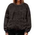 thumbnail image 2 of FUZHIQ Womens Plush Crew Neck Pet Carrier Sweatshirt Pet Pouch Top Cat Dog Kangaroo Pocket Warm Casual Pullover No Hood, 2 of 7