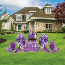 Purple Sparkle Birthday Flair Yard Decoration Set, Purple Glitter Birthday Lawn Signs 12 Pc Set (19479)