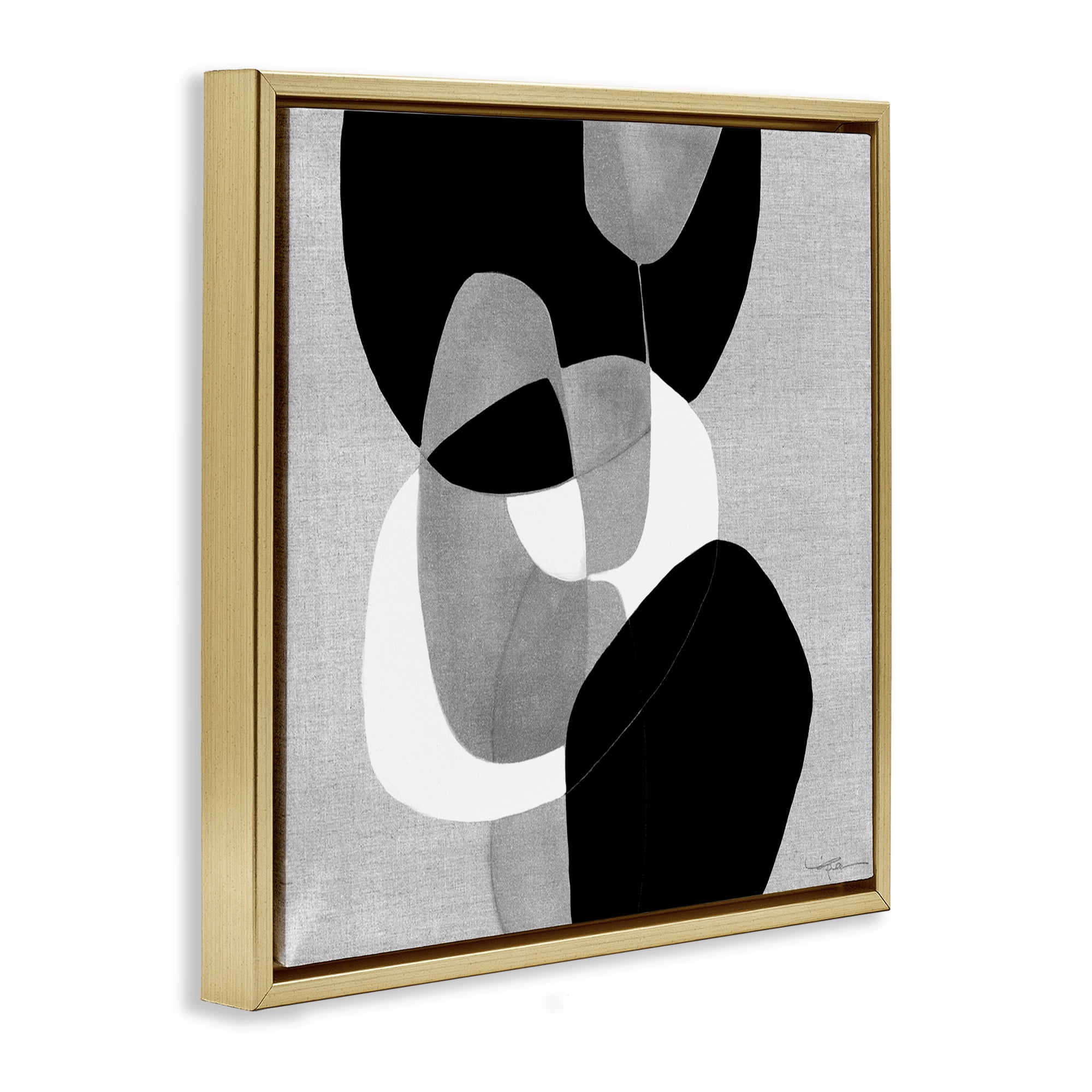 Stupell Industries Abstract Sharp Cutouts Abstract Painting Gold Floater Framed Canvas Art Print Wall Art, 25 x 25