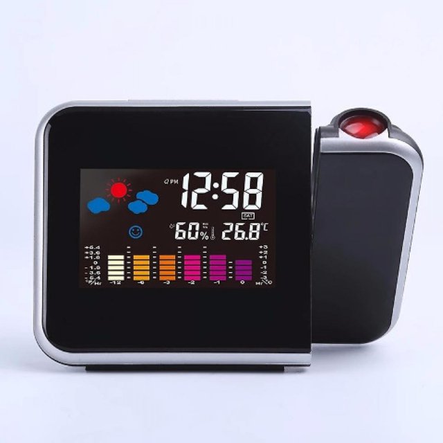 Reloj despertador digital de proyección para el dormitorio, proyección de reloj despertador LED grande en la pared del techo, proyector 350, cargador USB, para niños mayores con sueño pesado Feliz Sencillez
