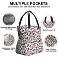thumbnail image 3 of Pink and White Leopard Print Pattern Drawstring Insulated Lunch Bag for Women, Stain-Resistant Large Lunch Tote with Multi-Pockets for Work Office, 3 of 6