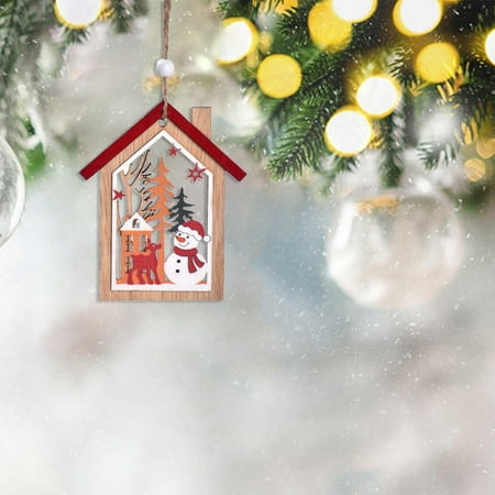 

Christmas Decoration Pendant Christmas Tree Old Man Snowman Deer Wooden Hollowed Out House Pendant Festive Holiday Decoration Pendant