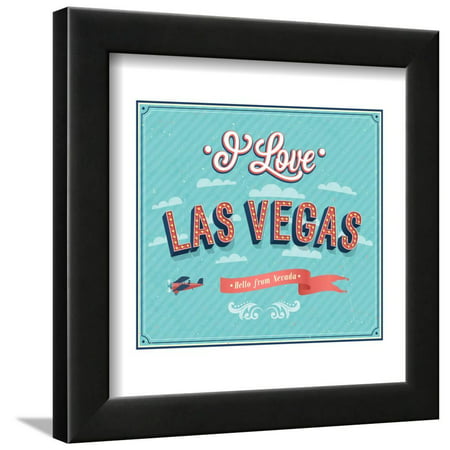 Vintage Greeting Card From Las Vegas - Nevada Framed Print Wall Art By