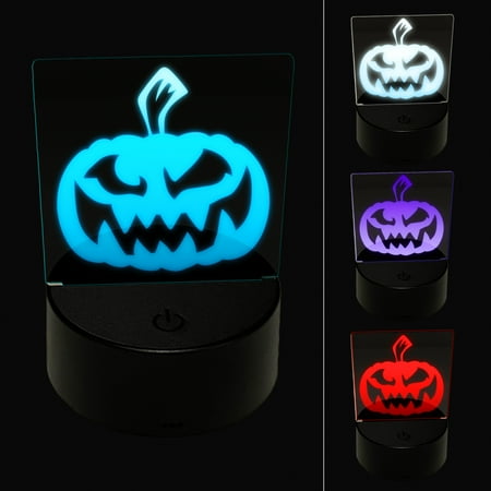 

Sinister Halloween Jack-o -lantern Pumpkin LED Night Light Sign 3D Illusion Desk Nightstand Lamp