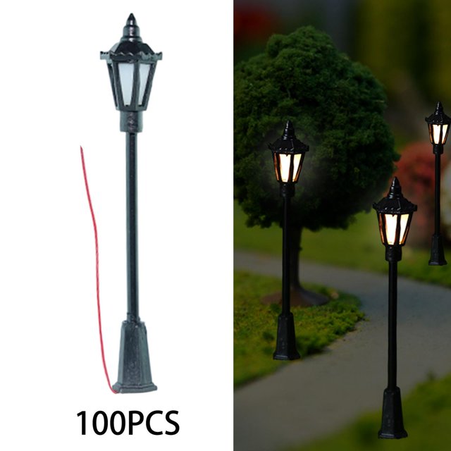 BELOVING 1/87 Scale Post Light DIY Accs Miniature Outdoor Lighting for Window Display 100pcs
