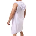 thumbnail image 3 of Defitshape Men's Bathrobe Sleeveless Lightweight Silk Kimono Robe Hooded Sleepwear Pajamas White US 2XL (Tag4XL), 3 of 3