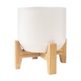 thumbnail image 1 of Mainstays 4 inch White Ceramic Planter with Bamboo Stand, 1 of 8