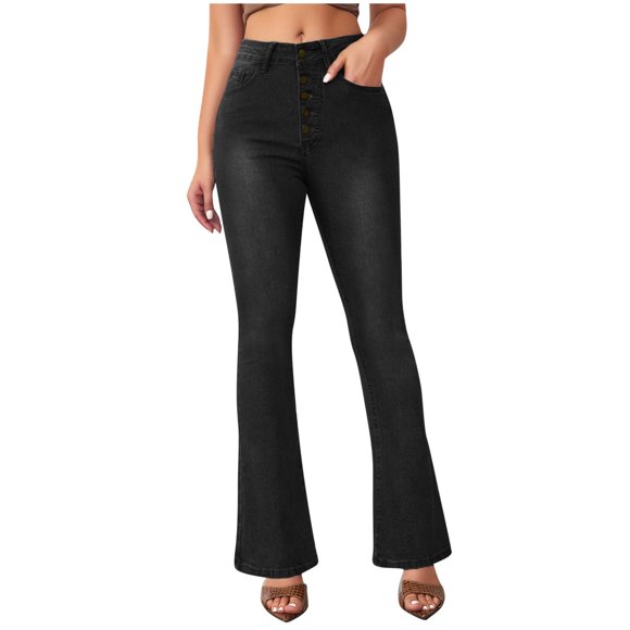 Yuyuzo Flared Pants for Women High Waisted Slim Fitted Bell Bottoms Stretch Lounge Trousers with Pockets
