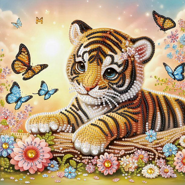 5D DIY Kit Con Forma Especial Parcial Tigre 30x30cm