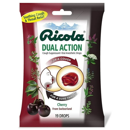 Ricola Dual Action Cherry Cough Suppressant Drops, 19 ct