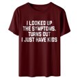 thumbnail image 3 of T-Shirts d'Été Amusants pour Femmes Lettres Imprimées Col Rond Manches Courtes Ample, 3 of 3