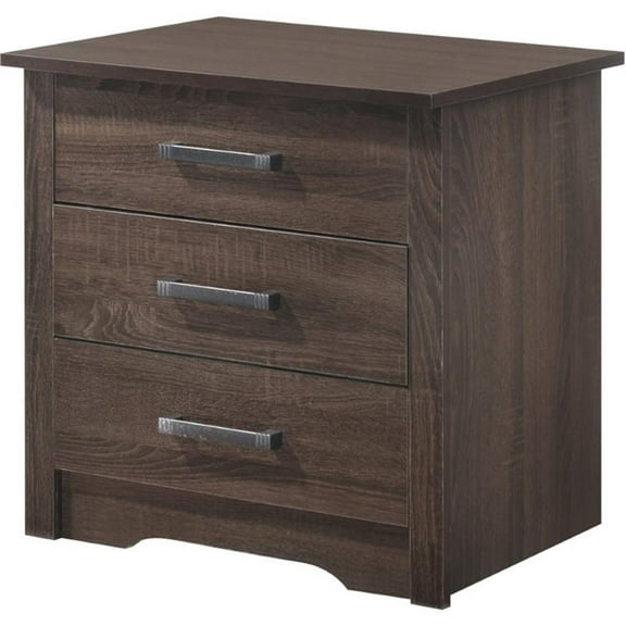 Bowery Hill Engineered Wood Contemporary 3 Drawer RTA Nightstand in Wenge