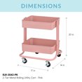 thumbnail image 2 of ECR4Kids 2-Tier Metal Rolling Utility Cart - Mobile Storage Organizer, Pink, 2 of 5
